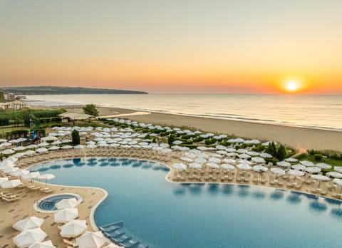 Property building, Swimming pool, Sunrise, sunbed