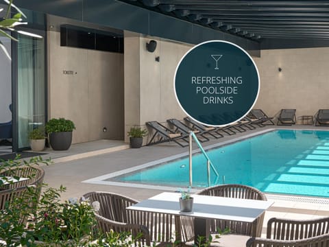 Swimming pool, sunbed