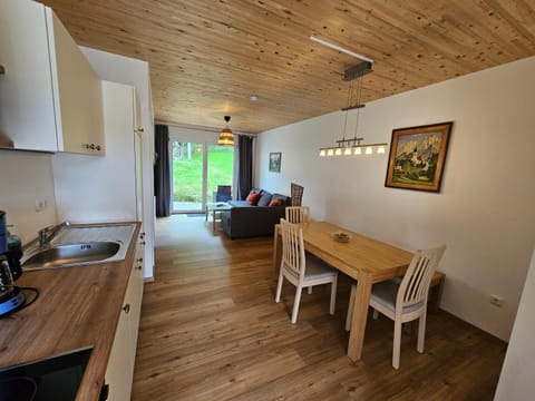 Kitchen or kitchenette, Living room, Seating area, Dining area