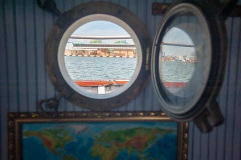 Historical boat Tu vėjo paklausk Docked boat in Klaipėda