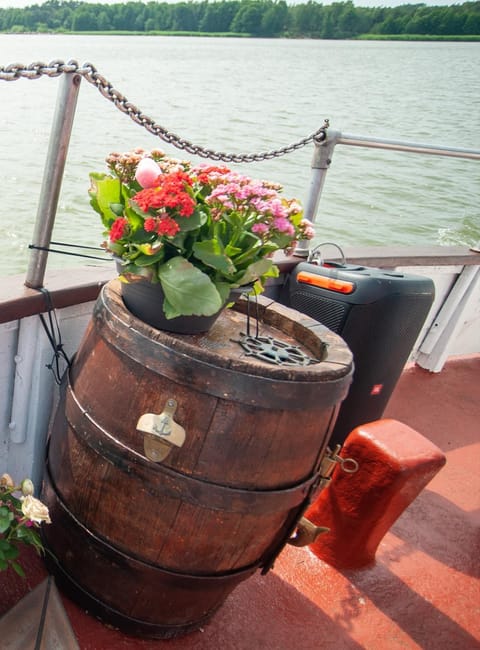 Historical boat Tu vėjo paklausk Docked boat in Klaipėda