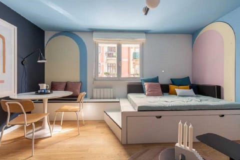 Bed, Living room, Seating area, Quiet street view