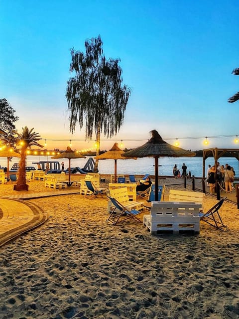 Beach, Lake view, Sunset, sunbed