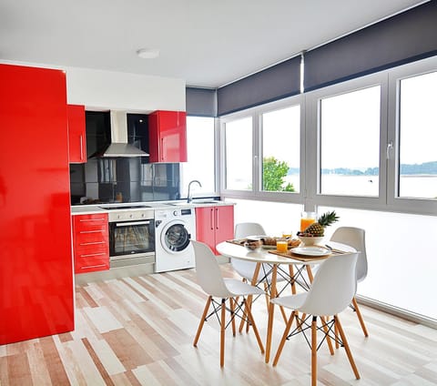 Kitchen or kitchenette, washing machine