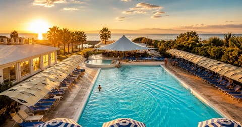 Natural landscape, Pool view, Sea view, Swimming pool, Sunset