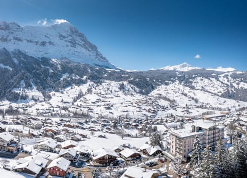 Property building, Bird's eye view, Winter, Mountain view