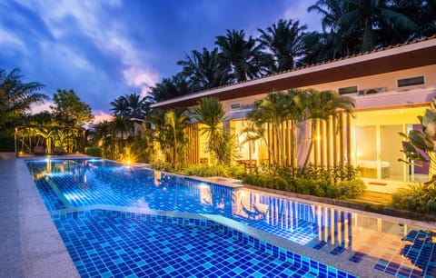 Night, Pool view, Swimming pool