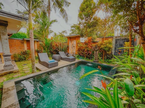 Property building, Patio, Spring, Day, Natural landscape, Garden, Garden view, Pool view, Swimming pool, sunbed