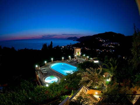 Night, Bird's eye view, Swimming pool