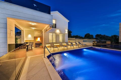 Property building, Swimming pool, Sunset