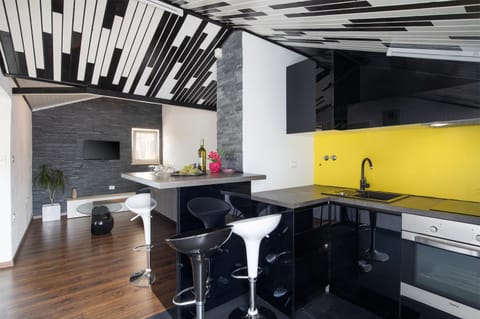 Kitchen or kitchenette, Living room, Dining area