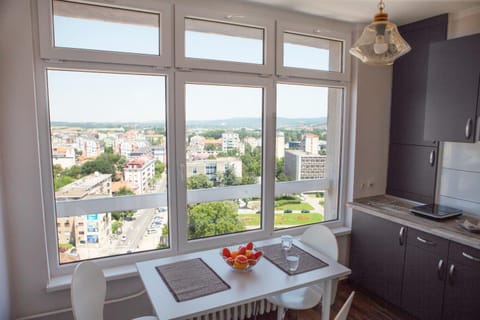 Kitchen or kitchenette, Dining area, City view