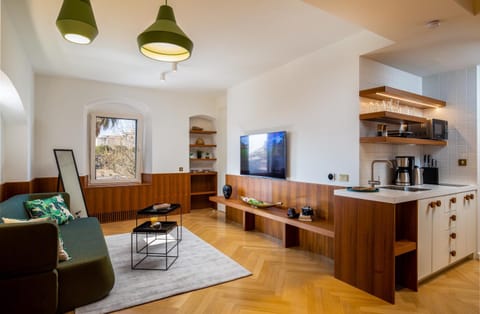 TV and multimedia, Kitchen or kitchenette, Living room, Seating area