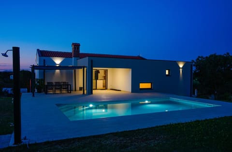 Property building, Swimming pool, Sunset