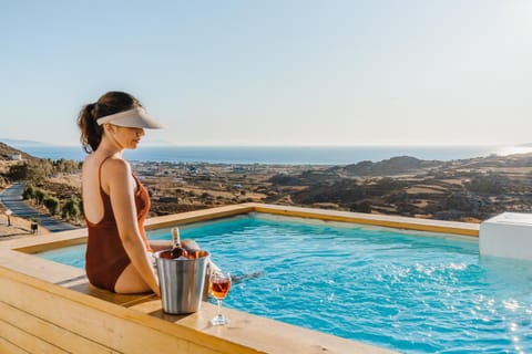 People, Natural landscape, View (from property/room), Balcony/Terrace, Mountain view, Pool view, Sea view, Swimming pool