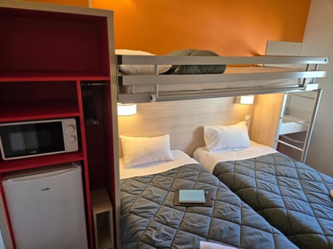 Bed, Bedroom, bunk bed, microwave, wardrobe