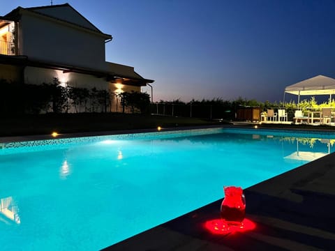 Property building, Night, Hot Tub, View (from property/room), Garden view, Pool view, Swimming pool, Inner courtyard view, sunbed