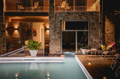 Night, Pool view, Swimming pool