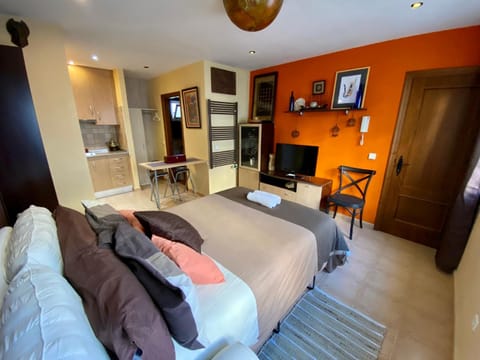 Bed, TV and multimedia, Kitchen or kitchenette, Lobby or reception, Photo of the whole room, Seating area, Dining area, Bedroom, hair dresser, minibar, wardrobe