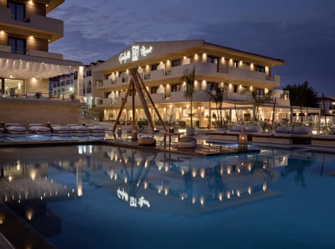 Property building, Night, Activities, Pool view, Swimming pool