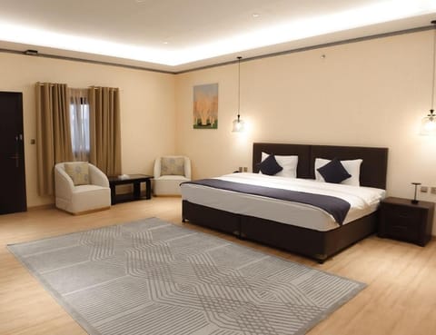 Bed, Living room, Seating area