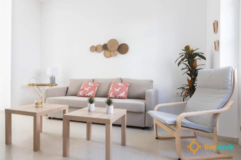 Bed, Living room, Seating area