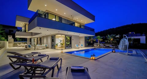 Property building, Night, Pool view, Swimming pool