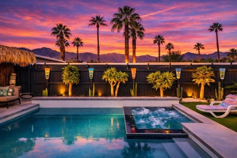 Pool view, Swimming pool, Sunset