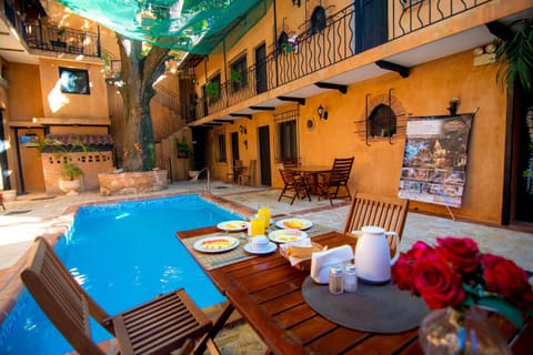 Property building, Patio, Day, Food, Swimming pool