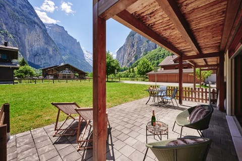 Patio, Natural landscape, Seating area, Mountain view