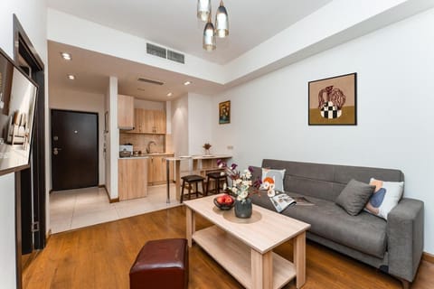Kitchen or kitchenette, Living room, Seating area