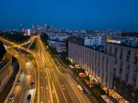 Property building, Night, Bird's eye view, City view