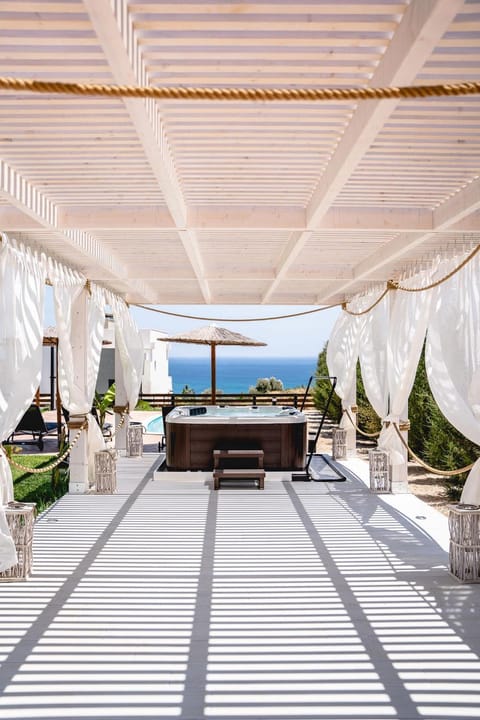 Patio, Day, Natural landscape, Summer, Hot Tub, View (from property/room), Balcony/Terrace, Garden view, Pool view, Sea view, Time of day