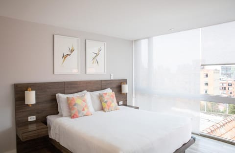 Bed, Bedroom, City view