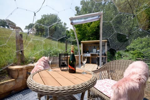 Luxury Coastal Shepherds Hut with hot tub, dining dome & a 5 Minute Walk to Pubs and Village House in Polperro