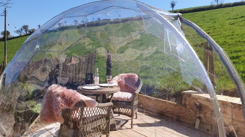 Luxury Coastal Shepherds Hut with hot tub, dining dome & a 5 Minute Walk to Pubs and Village House in Polperro