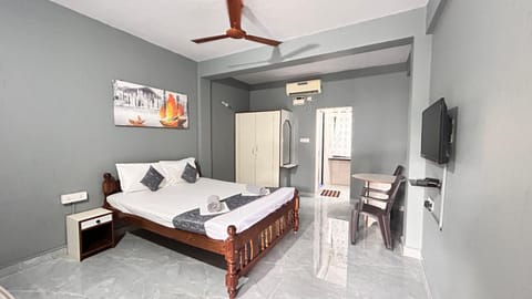 Bed, TV and multimedia, Photo of the whole room, Bedroom, towels, wardrobe, air conditioner