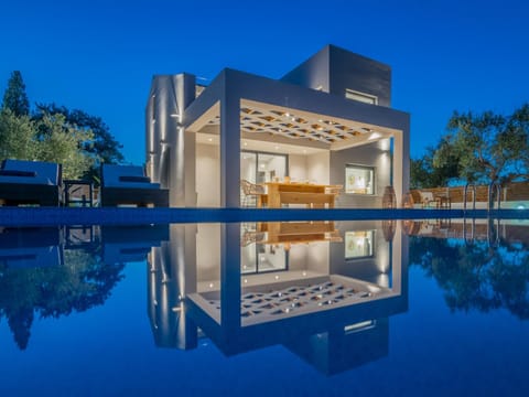 Property building, Swimming pool, Sunset