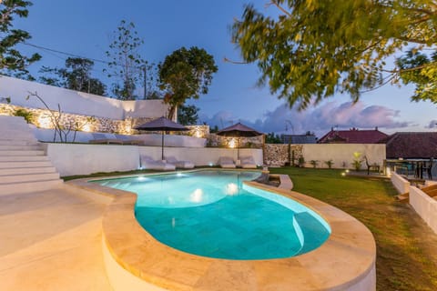 Night, Garden, Swimming pool