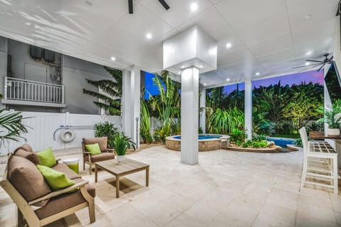 Patio, Seating area, Pool view