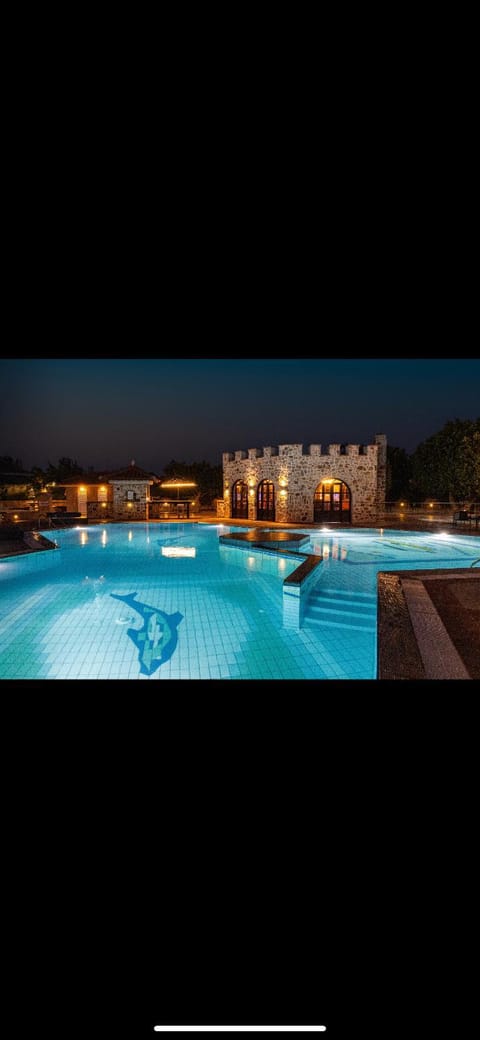 Property building, Night, Swimming pool