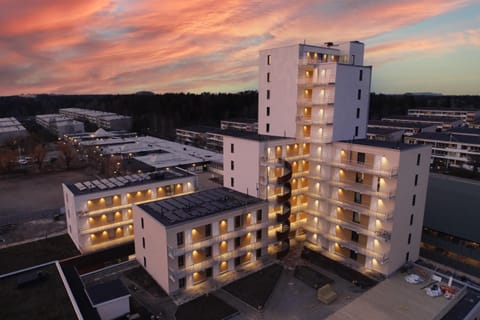 Property building, City view, Sunset