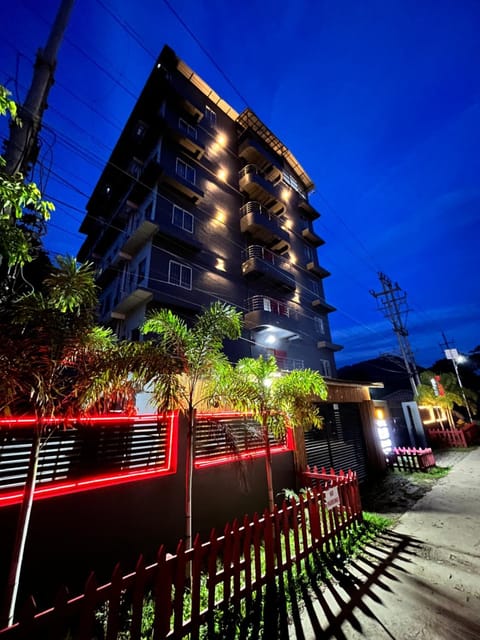 Property building, Night, Garden, Garden view