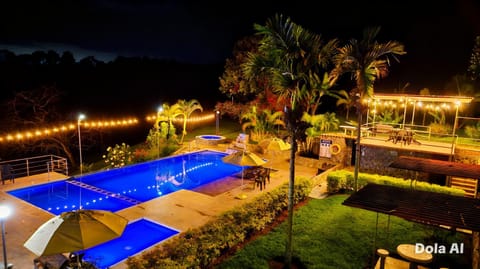 Night, Garden, Garden view, Pool view, Swimming pool