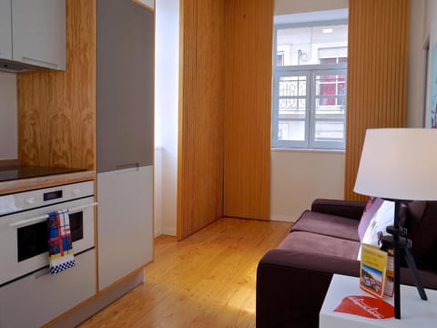 Kitchen or kitchenette, Living room, oven, stove