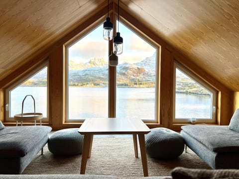 View (from property/room), Living room, Seating area, Mountain view, Sea view