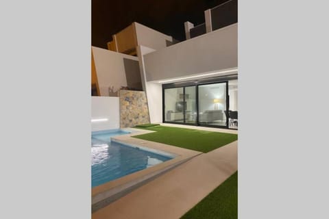 Property building, Night, Pool view, Swimming pool