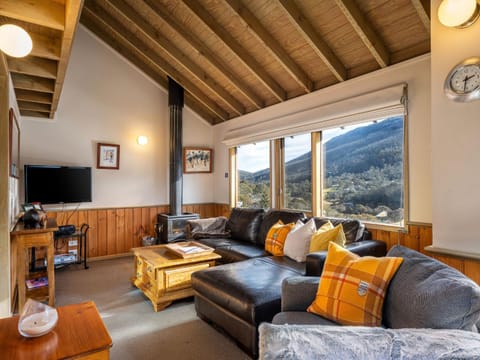 Living room, Mountain view, fireplace