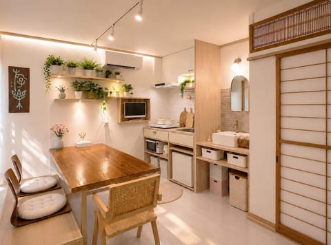 Kitchen or kitchenette, Living room, Dining area