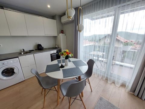 View (from property/room), Balcony/Terrace, Kitchen or kitchenette, Living room, Dining area, washing machine
